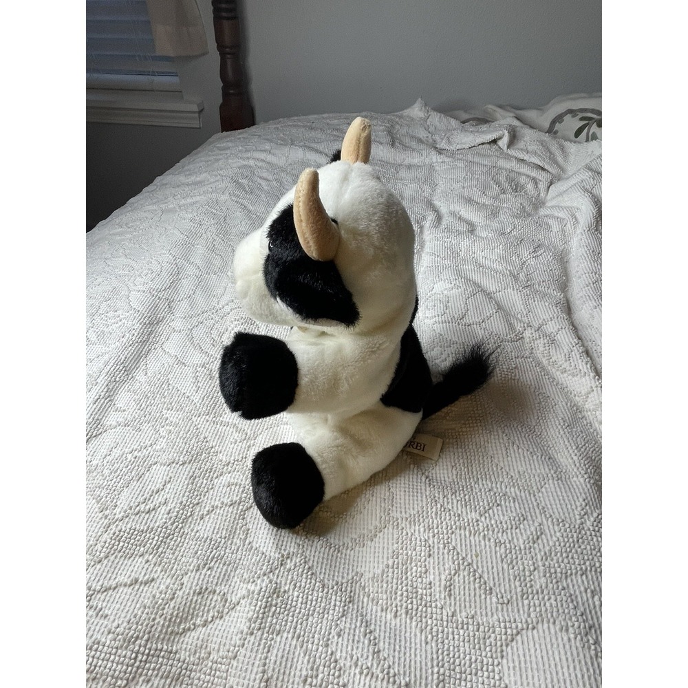 RBI Ron Banafato Cow Hand Puppet Plush Black White Spotted Sound Toy 11 Inch - Picture 2 of 6